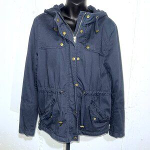 Divided H&M Dark Blue Lightweight Cotton Hooded Jacket Size 12
